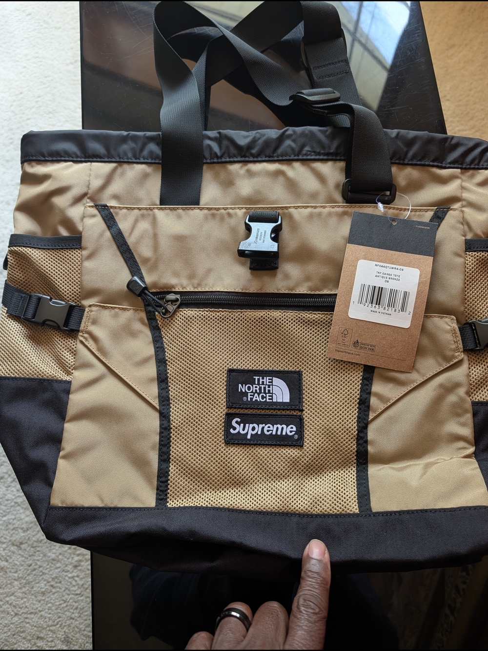 The North Face x Supreme Tan and Black Messenger Tote